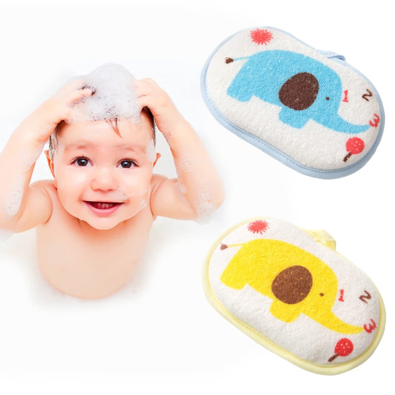 Hokoad Baby Bath Sponge, 2 Pack Cartoon Animal Style Baby Sponge for Bathing, Infants Bath Sponge Ultra Soft & Absorbent Natural and Safe Great for Sensitive Skin, for Boys & Girls (Elephant) - Image 1